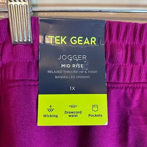 NWT Trek Gear Mid Rise Jogger berry color size 1X - Picture 6 of 10